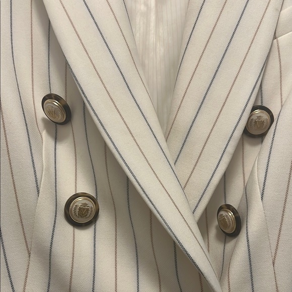 Veronica Beard White and Blue Pinstripe Blazer - Picture 3 of 5